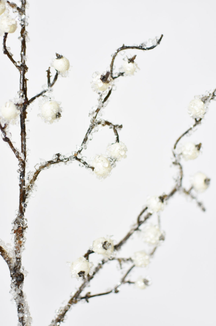 29" Faux Iced White Berry Stem