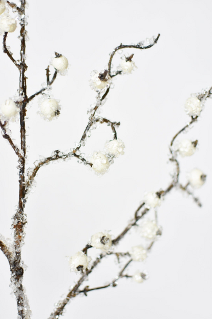 29" Faux Iced White Berry Stem