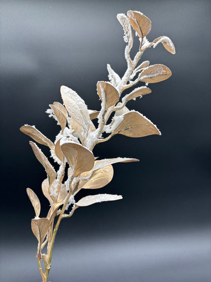35" Snowy Eucalyptus Spray, Gold