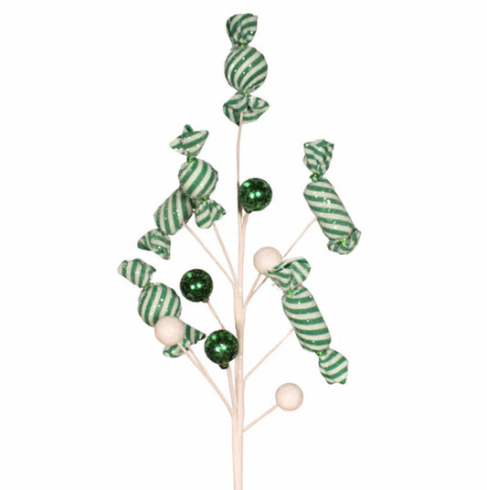 28" Spearmint Candy Ball Spray, Green/White