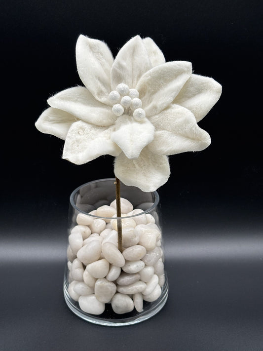 13.5" Felt Poinsettia Stem, White