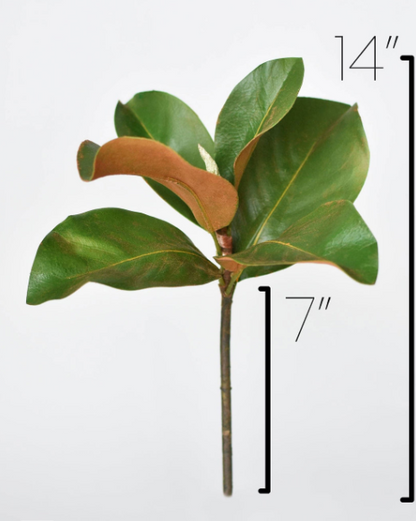 14" Faux Magnolia Leaf Stem