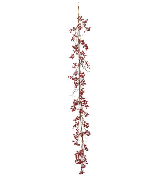 70" Red Berry Twig Garland