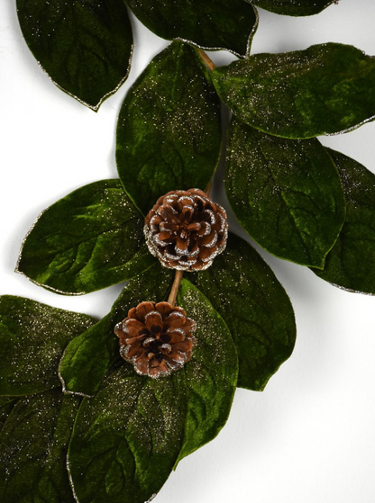 48" Velvet Magnolia Pinecone Garland