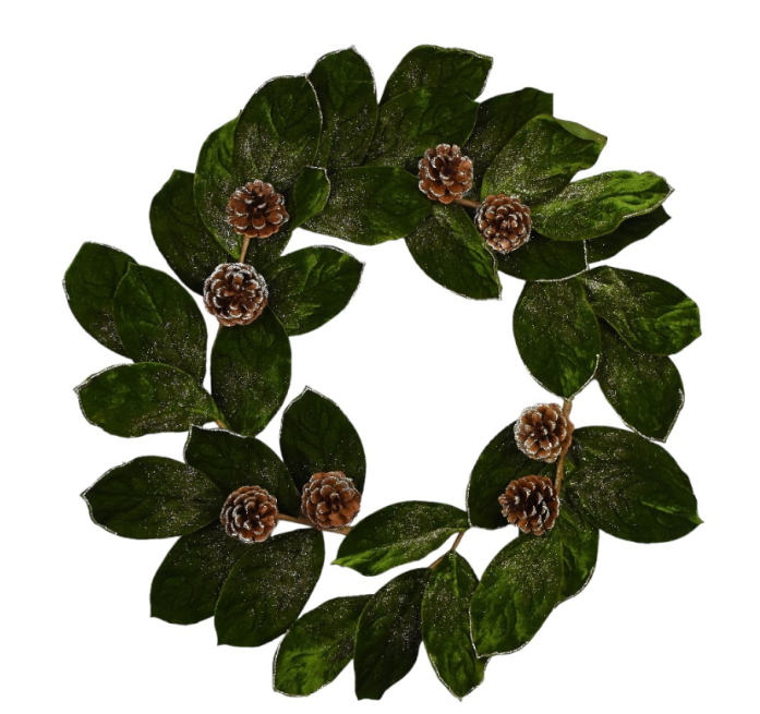 48" Velvet Magnolia Pinecone Garland