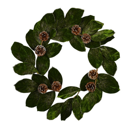 48" Velvet Magnolia Pinecone Garland