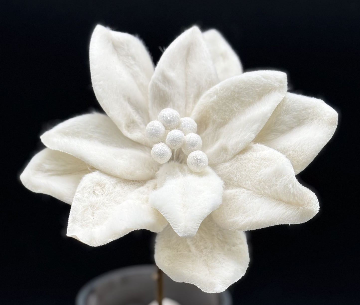 13.5" Felt Poinsettia Stem, White