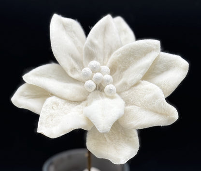 13.5" Felt Poinsettia Stem, White